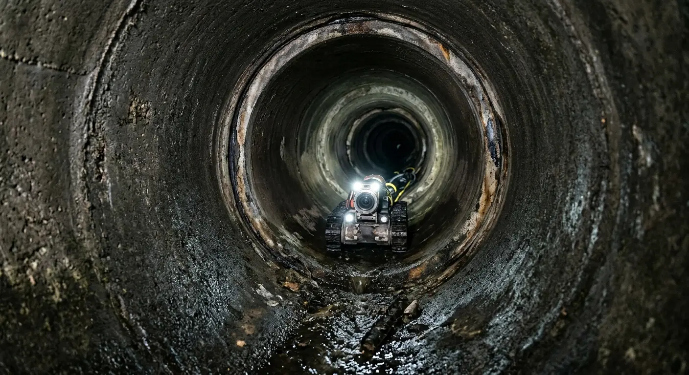 Robotic sewer camera inspecting pipe interior for Sewer Line Repair in Escanaba